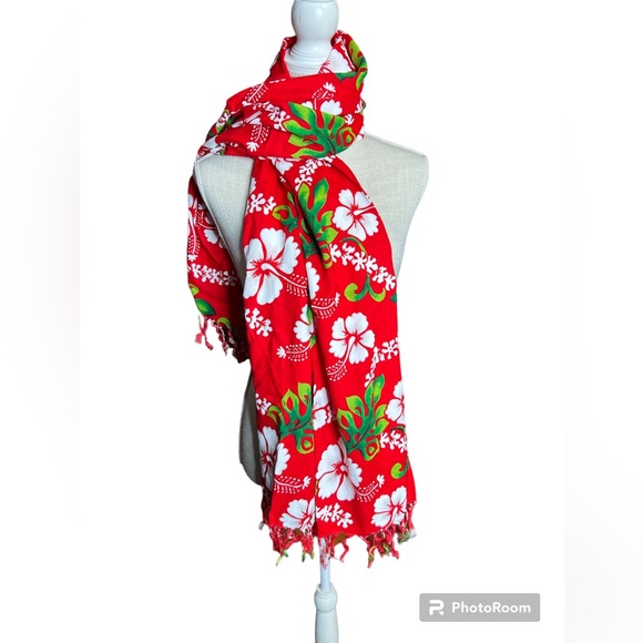 Pareos del Caribe 100% Rayon Hawaiian Wrap/Scarf With Fringe - Picture 1 of 6